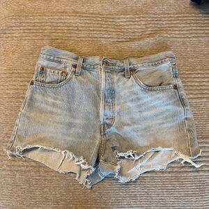 Levi's Light Blue Distressed Jean Shorts